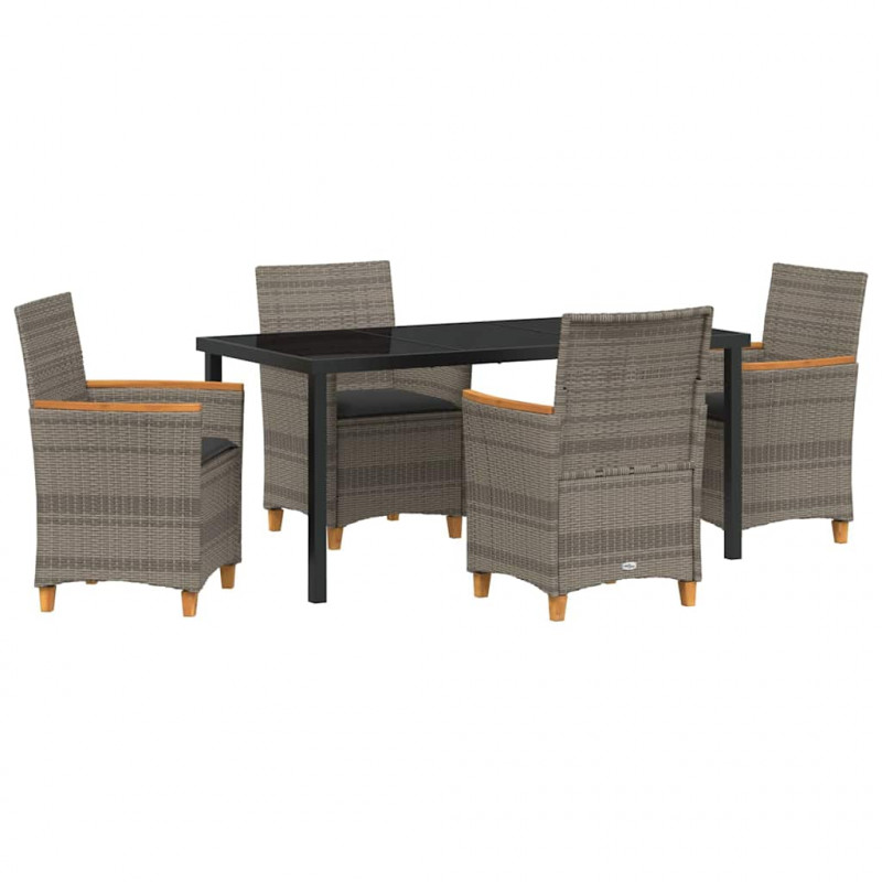 Zestaw do jadalni w ogrodzie 5 pcs Szary polirattan