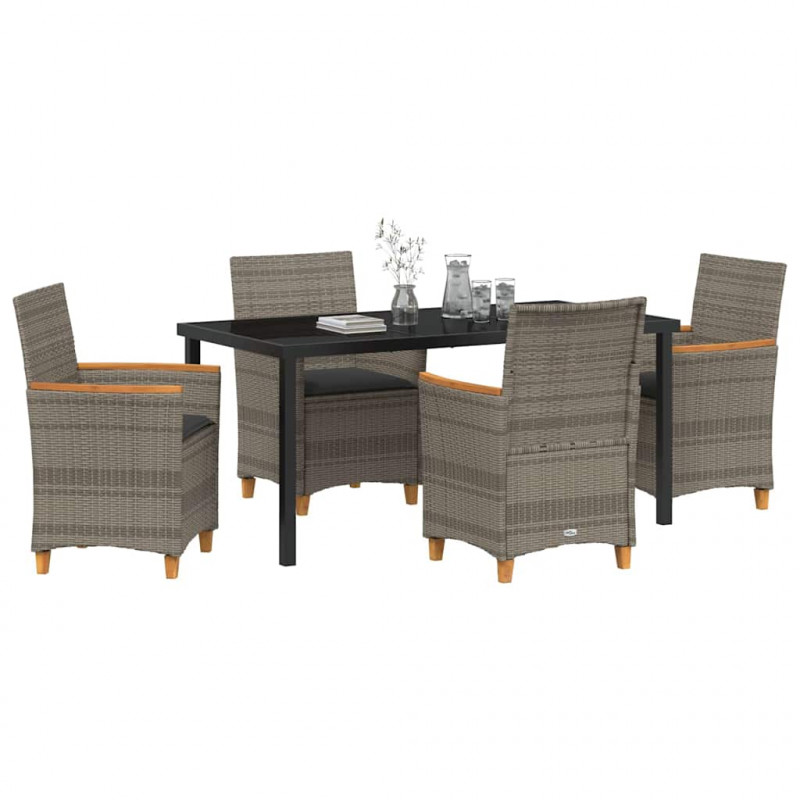 Zestaw do jadalni w ogrodzie 5 pcs Szary polirattan