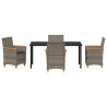 Zestaw do jadalni w ogrodzie 5 pcs Szary polirattan