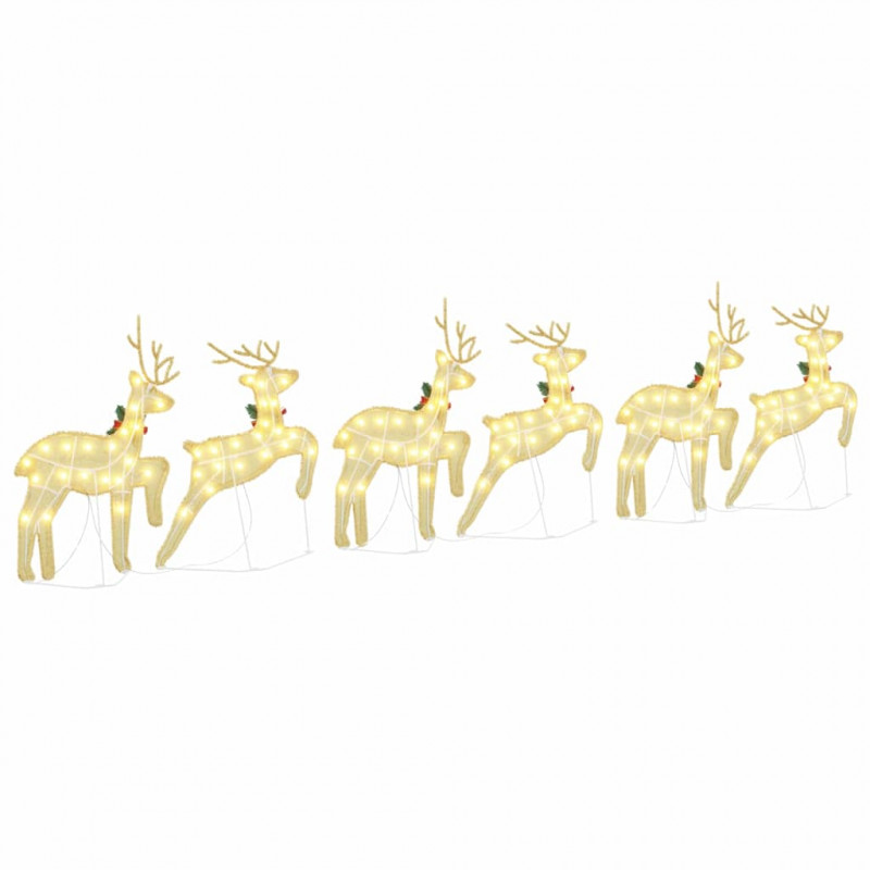 LED Renifery 6 pcs złoty tkanina