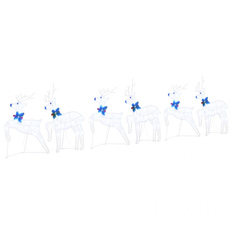 LED Renifery 6 pcs Biały tkanina