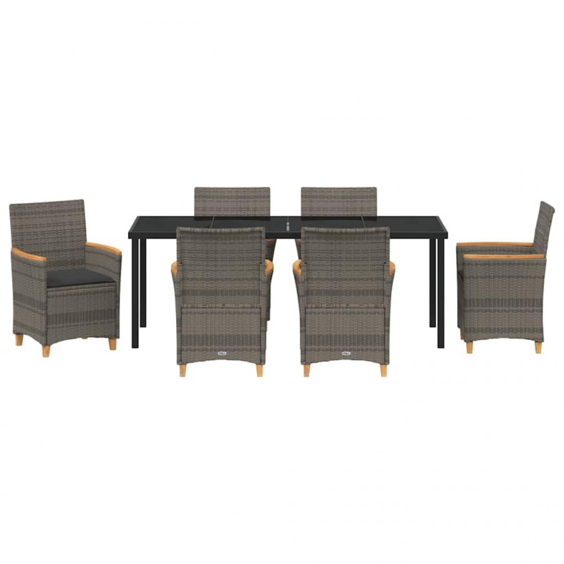 Zestaw do jadalni w ogrodzie 7 pcs Szary polirattan