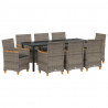 Zestaw do jadalni w ogrodzie 9 pcs Szary polirattan