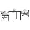 Zestaw do jadalni w ogrodzie 3 pcs Czarny polirattan