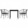Zestaw do jadalni w ogrodzie 3 pcs Czarny polirattan
