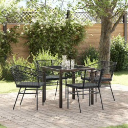 Zestaw do jadalni w ogrodzie 5 pcs Czarny polirattan