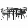 Zestaw do jadalni w ogrodzie 5 pcs Czarny polirattan