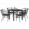 Zestaw do jadalni w ogrodzie 5 pcs Czarny polirattan