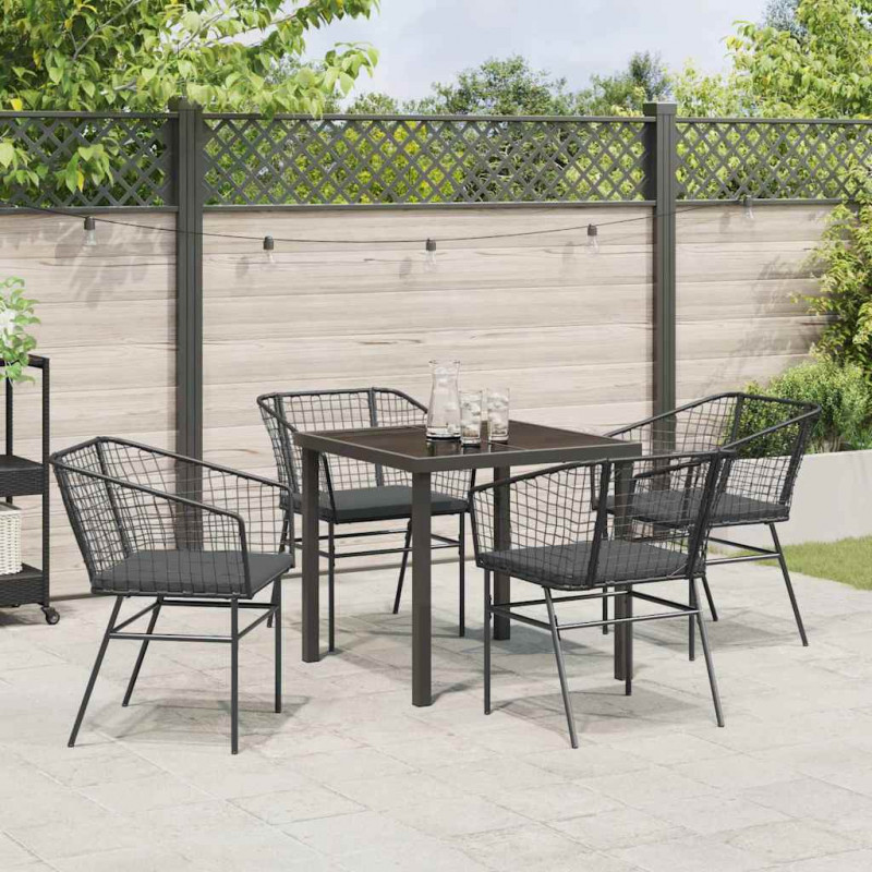 Zestaw do jadalni w ogrodzie 5 pcs Czarny polirattan