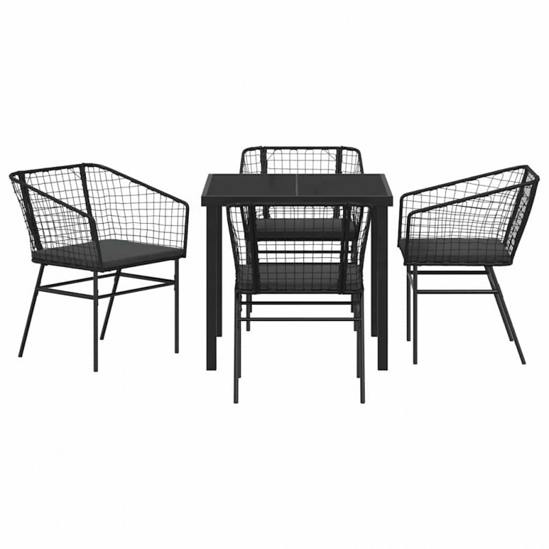 Zestaw do jadalni w ogrodzie 5 pcs Czarny polirattan