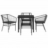 Zestaw do jadalni w ogrodzie 5 pcs Czarny polirattan