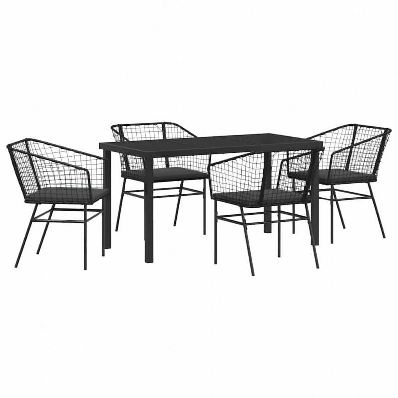 Zestaw do jadalni w ogrodzie 5 pcs Czarny polirattan