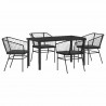 Zestaw do jadalni w ogrodzie 5 pcs Czarny polirattan