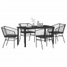 Zestaw do jadalni w ogrodzie 5 pcs Czarny polirattan