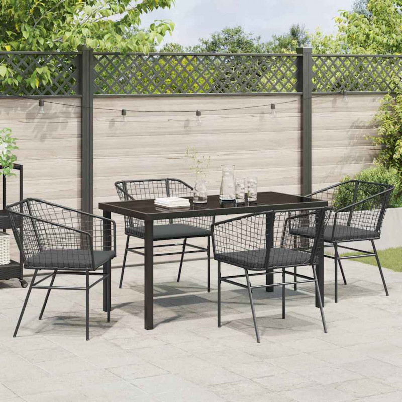 Zestaw do jadalni w ogrodzie 5 pcs Czarny polirattan