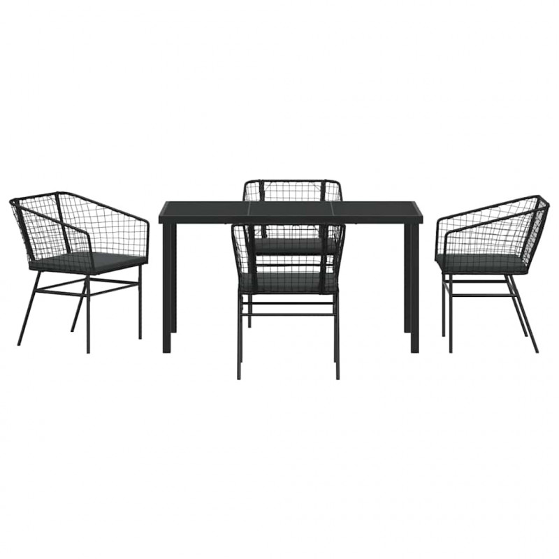 Zestaw do jadalni w ogrodzie 5 pcs Czarny polirattan
