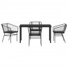 Zestaw do jadalni w ogrodzie 5 pcs Czarny polirattan