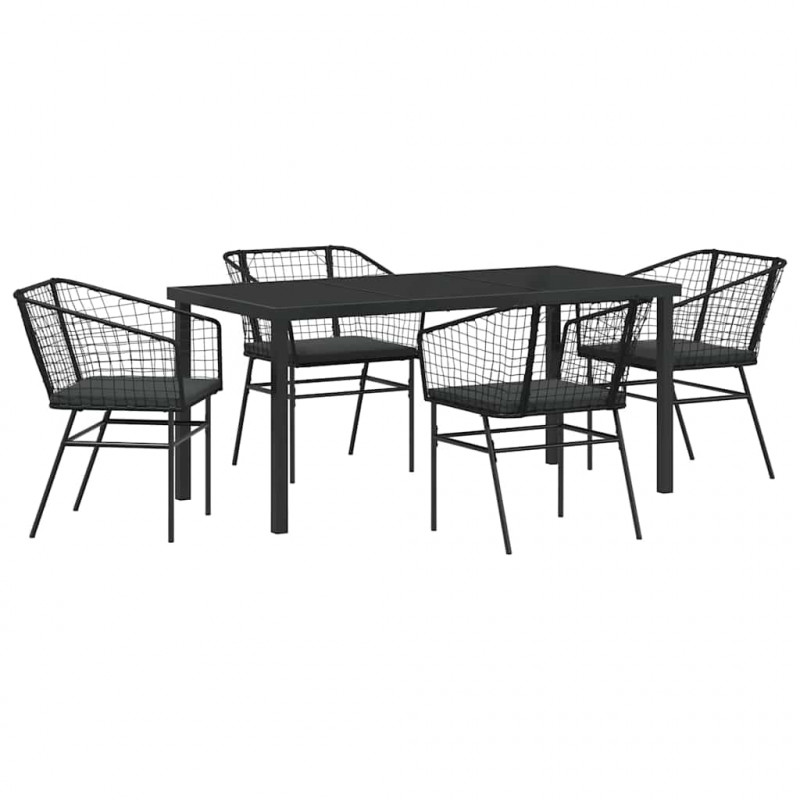 Zestaw do jadalni w ogrodzie 5 pcs Czarny polirattan