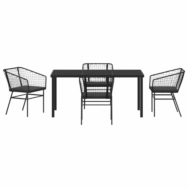 Zestaw do jadalni w ogrodzie 5 pcs Czarny polirattan