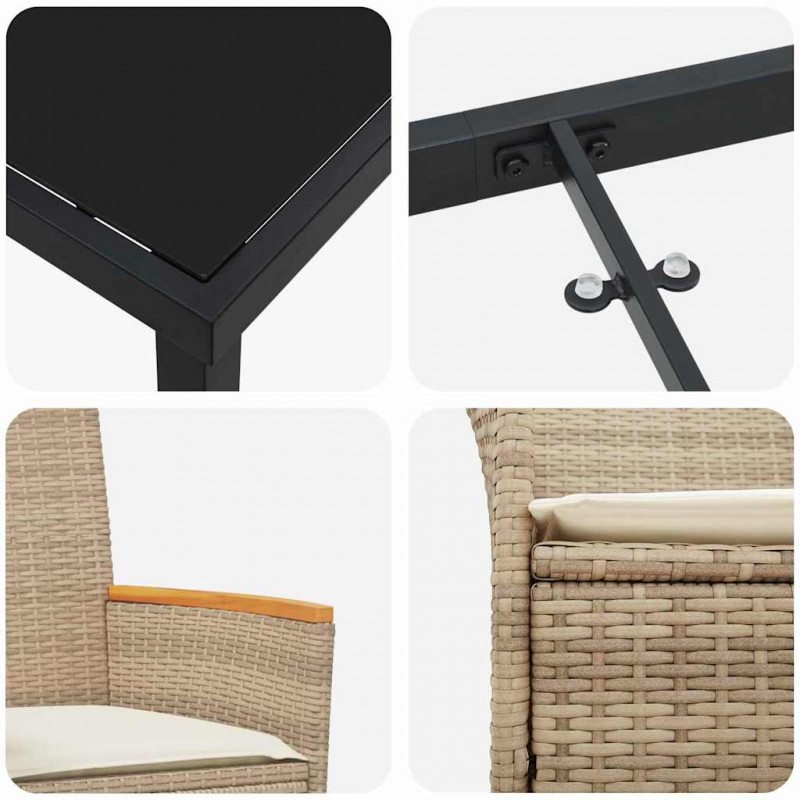 Zestaw do jadalni w ogrodzie 7 pcs Beżowy polirattan