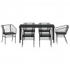 Zestaw do jadalni w ogrodzie 7 pcs Czarny polirattan