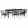 Zestaw do jadalni w ogrodzie 7 pcs Czarny polirattan