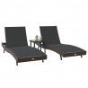 Leżak 3 pcs Brązowy 197 x 70 x 82 cm polirattan
