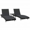 Leżak 3 pcs Czarny 197 x 70 x 82 cm polirattan