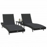 Leżak 3 pcs Czarny 197 x 70 x 82 cm polirattan
