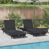 Leżak 3 pcs Czarny 197 x 70 x 82 cm polirattan
