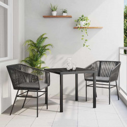 Zestaw do jadalni w ogrodzie z poduszką 3 pcs Czarny