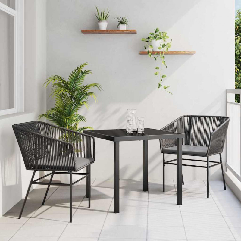 Zestaw do jadalni w ogrodzie z poduszką 3 pcs Czarny