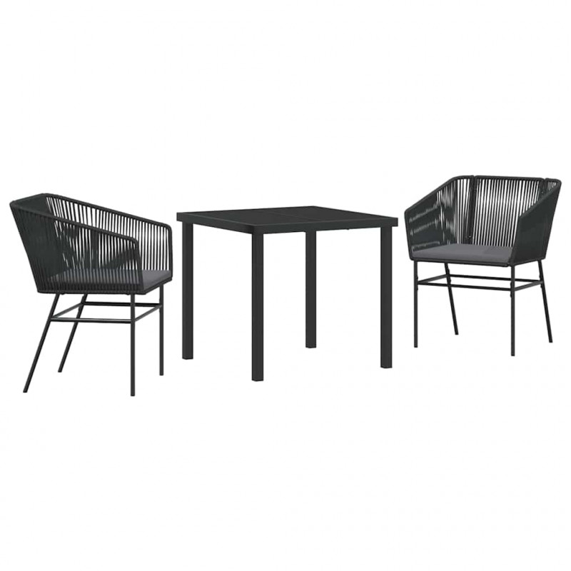Zestaw do jadalni w ogrodzie z poduszką 3 pcs Czarny