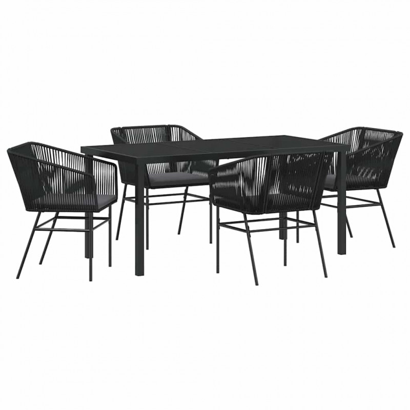 Zestaw do jadalni w ogrodzie z poduszką 5 pcs Czarny