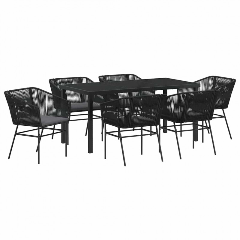 Zestaw do jadalni w ogrodzie z poduszką 7 pcs Czarny