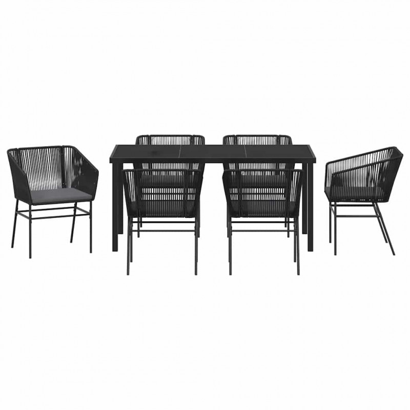 Zestaw do jadalni w ogrodzie z poduszką 7 pcs Czarny