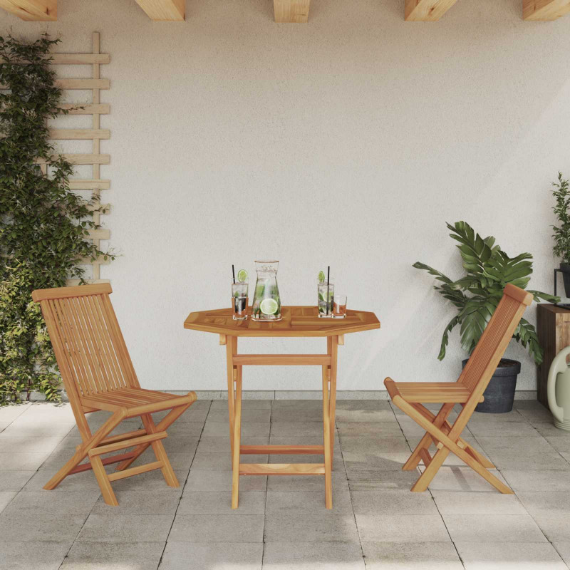 Zestaw do jadalni w ogrodzie 3 pcs Brązowy Lite Drewno Akacji