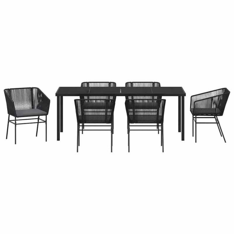 Zestaw do jadalni w ogrodzie z poduszką 7 pcs Czarny