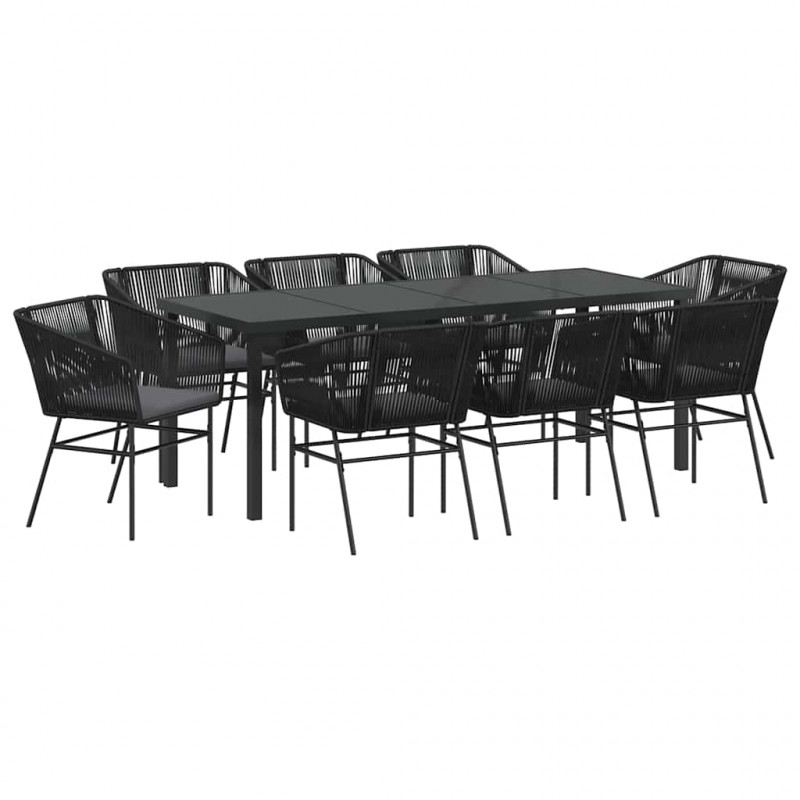 Zestaw do jadalni w ogrodzie z poduszką 9 pcs Czarny