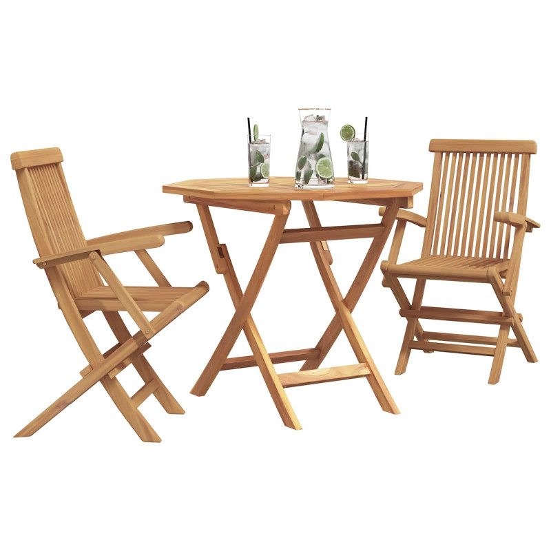 Zestaw do jadalni w ogrodzie 3 pcs Brązowy Lite Drewno Akacji