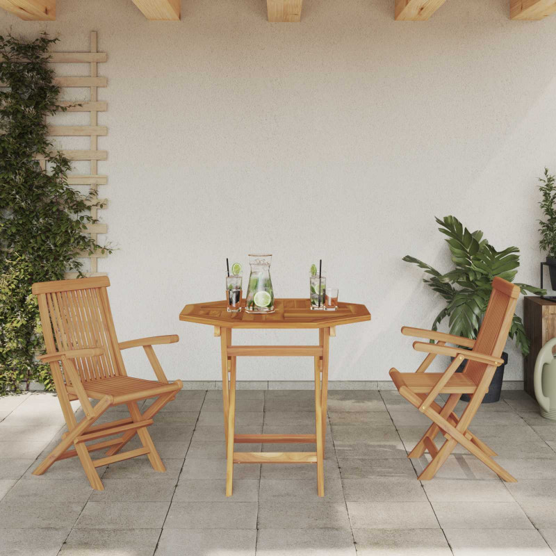 Zestaw do jadalni w ogrodzie 3 pcs Brązowy Lite Drewno Akacji