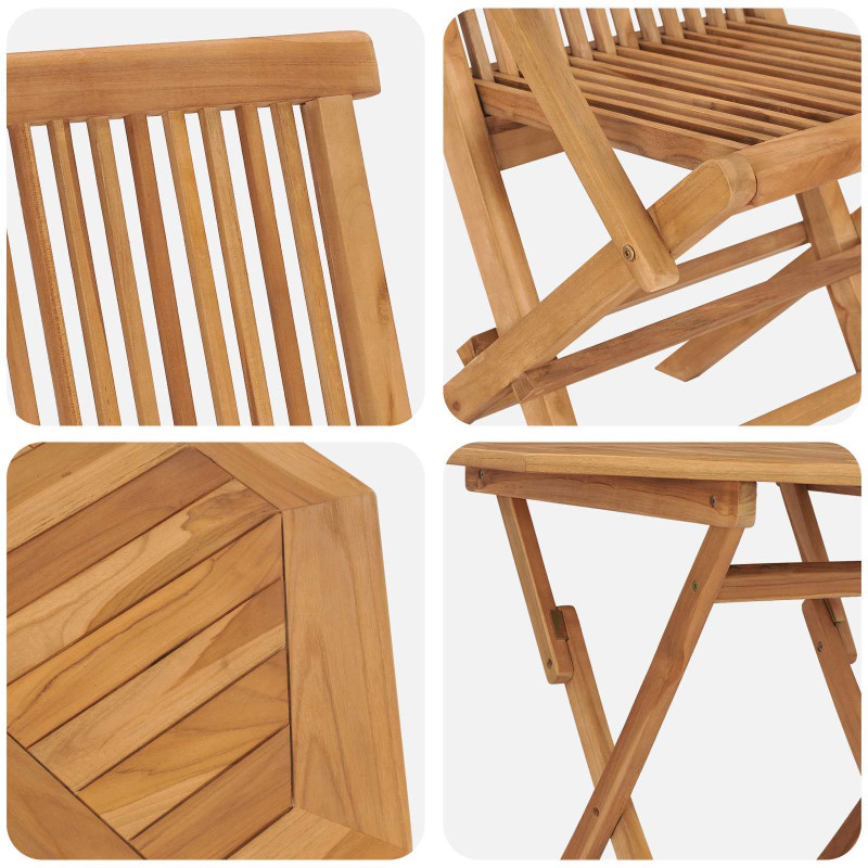 Zestaw do jadalni w ogrodzie 3 pcs Brązowy Lite Drewno Akacji