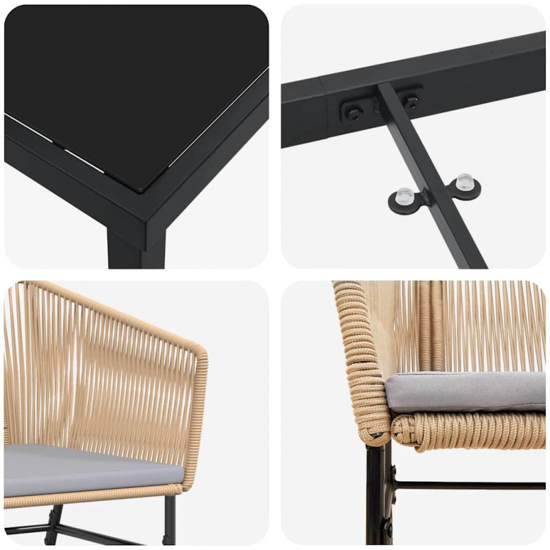 Zestaw do jadalni w ogrodzie z poduszką 7 pcs Brązowy