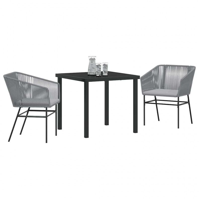 Zestaw do jadalni w ogrodzie z poduszką 3 pcs Szary