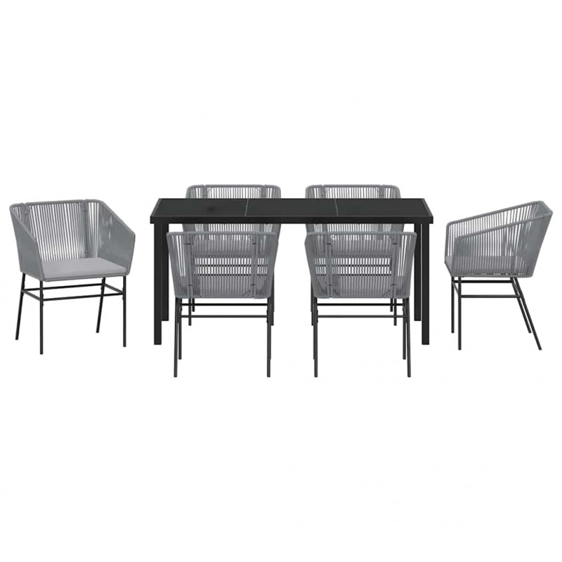Zestaw do jadalni w ogrodzie z poduszką 7 pcs Szary