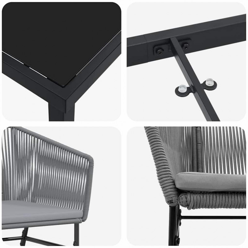 Zestaw do jadalni w ogrodzie z poduszką 7 pcs Szary