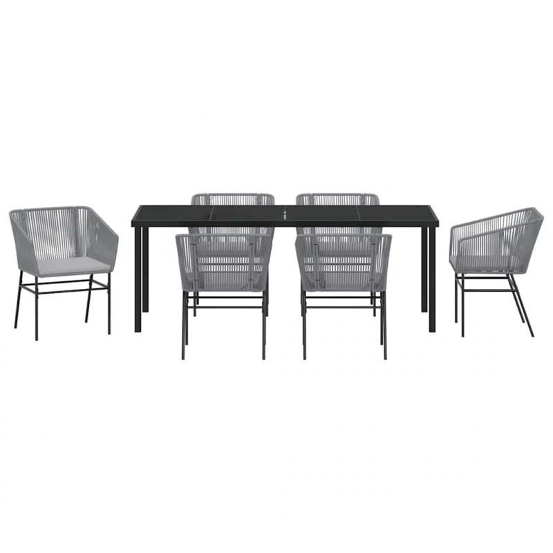 Zestaw do jadalni w ogrodzie z poduszką 7 pcs Szary