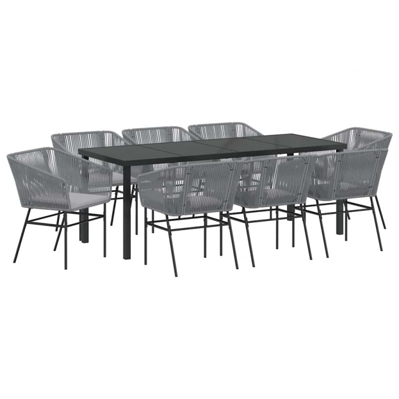 Zestaw do jadalni w ogrodzie z poduszką 9 pcs Szary