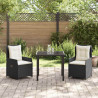 Zestaw do jadalni w ogrodzie 3 pcs Czarny polirattan