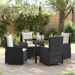Zestaw do jadalni w ogrodzie 5 pcs Czarny polirattan